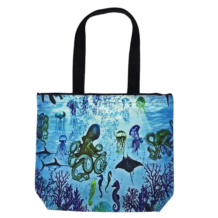 Wholesale Glorious Zippered Canvas Tote Bags with Custom Printed Logo Eco-Friendly Big Luxury Heat Transfer Printing AZO Free