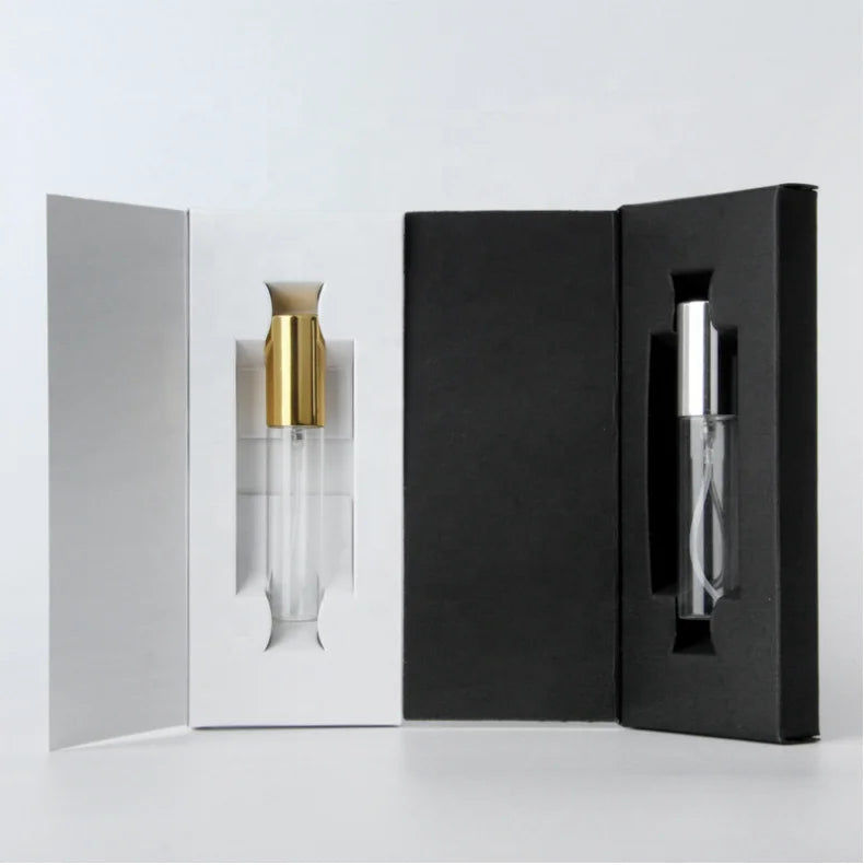 5ml Perfume Spray Bottle with Paper Box Packing White Card Paper Black Card Paper Glass Perfume Bottle
