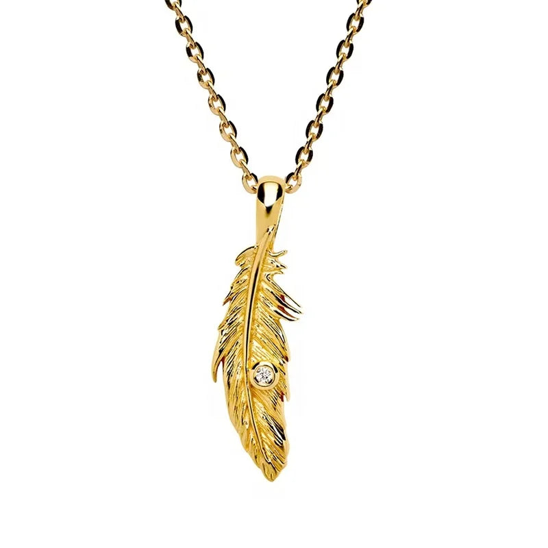 Milskye Fashion Jewellery 925 Sterling Silver Feather rainbow Charm Pendants Necklace