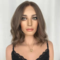 Light Brown Double Drawn Wigs Balayage Highlight European Remy Hair Body Wave Bob Cut Wig Small Bleach Knots Jewish Kosher