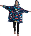 Custom Giant Pocket Printed Oversized Sherpa Sweatshirt Plush Wearable Hoodie Blanket Hooded for Winter Adult