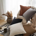 European Country Style Solid Custom Cotton Linen Sand Washed Geometric Plant Vintage British Pillow Cushion Cover Home Hotel