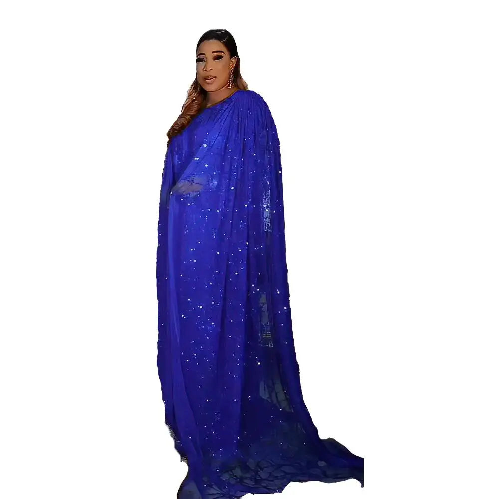 Best Price African Dresses Two-piece African Bridesmaid Dresses Mesh Gauze Sequin Dress for Africa Women