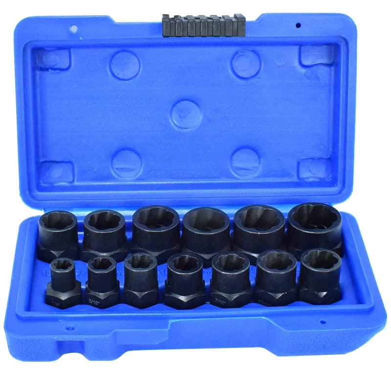 2022 Professional Factory Wholesale 13 Pieces Nut Extractor Socket Impact Bolt Nut Screw Removal Tool Set Socket Wrench