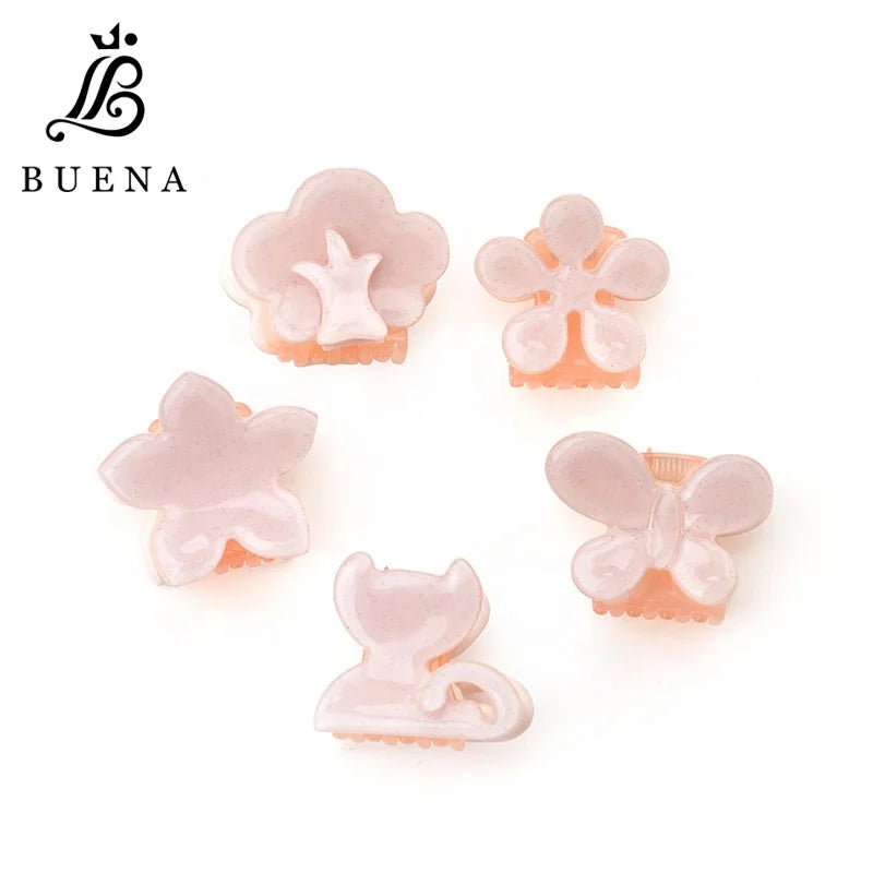 Lovable Children Hair Accessories Cute Mini Animal Hair Claw Clip Acetate Animal Hair Clip Claw Pink Butterfly Girls