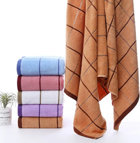 Plaid Cotton Bath Towel Full Strand Absorbent Bath Towel for Home