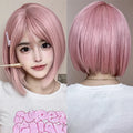 Factory Outlet Light Warm Pink Bob Synthetic Hair Wigs Short Straight Lolita Wig with Bangs for Women Cosplay Daily Hair