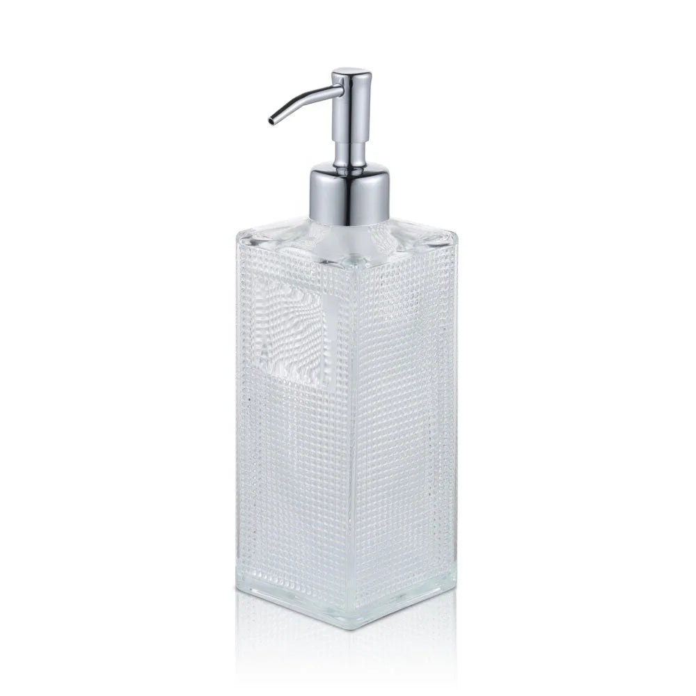 Colorful Glass 500 ML Square Shape Empty Hand Wash Hand Soap Dispenser Bottle for Liquid Soap Pump