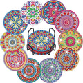 5D DIY Mandala Flower Christmas Animal Ocean 6/8/9/12/18 Pieces With Stand Holder Tea DIY Diamond Painting Coaster Set Kit