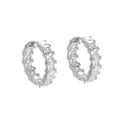 Luxury Hoops 925 Sterling Silver Claw Full Cubic Zirconia Large Huggies Earring for Women Wholesale Fine Jewelry
