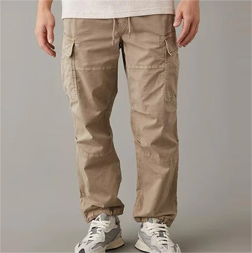 Custom Wholesale Streetwear Nylon Work Tech Pants for Men Workwear Side Pockets Drawstring Cargo Pants