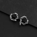 Wholesale Fashion Retro Stainless Steel Serpentine Wrapped Earrings Personalized Gothic Punk Style Round Earrings Men's Jewelry