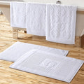 Wholesale Custom Thick Hotel Bath Mat Embossed Jacquard Logo Cotton Bath Floor Mat Towel for Bathroom & Spa