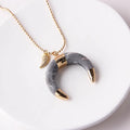 Hot Selling Gold Plated Necklaces Natural Stone Zircon Brass New Trendy Crescent Moon Necklace