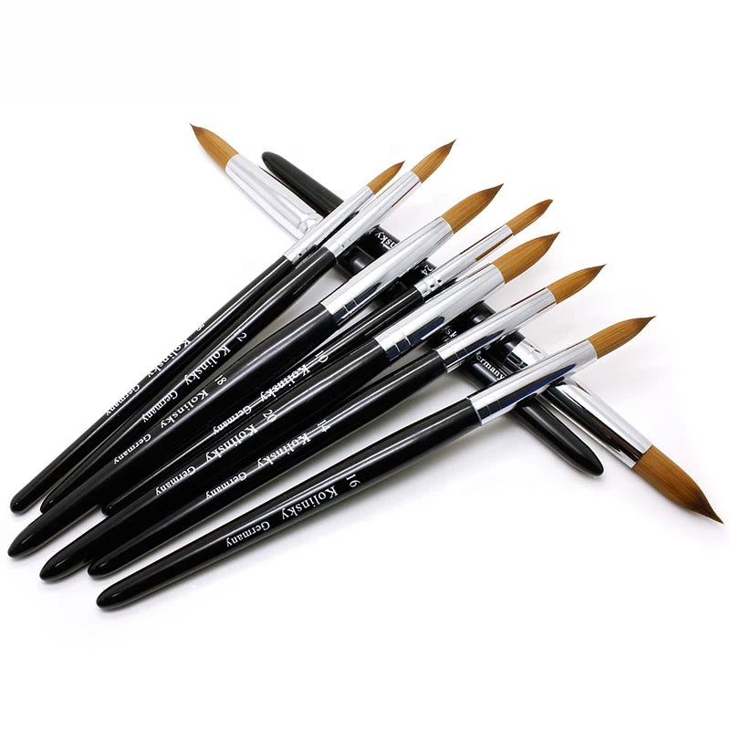 Professional Private Label with Black Wooden Handle Pure 100% Kolinsky Hair Acrylic Nail Brush Different Size Wholesale Price