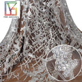 New Hot Sale African White 3d Silver Thread Beaded Sequins Lace Wedding Bridal Tulle Lace Dress Fabric for