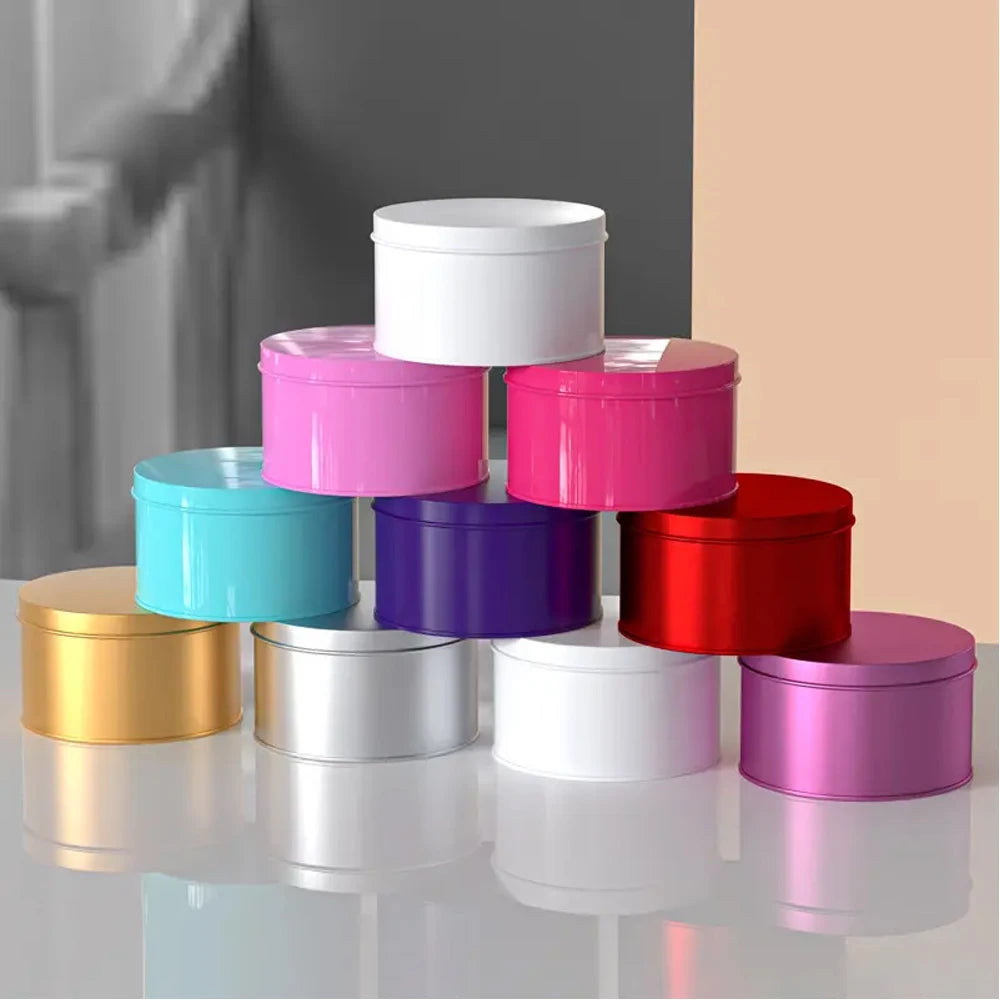 Custom logo Printing 7.5*4.5cm Empty Storage Wholesale Round Shape Candy Food Cosmetic Unique Jars with Lids Metal Tin Box
