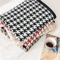 WN Custom Soft Warm Jacquard Design Houndstooth 100% Cotton Knitted Throw Blanket for Winter