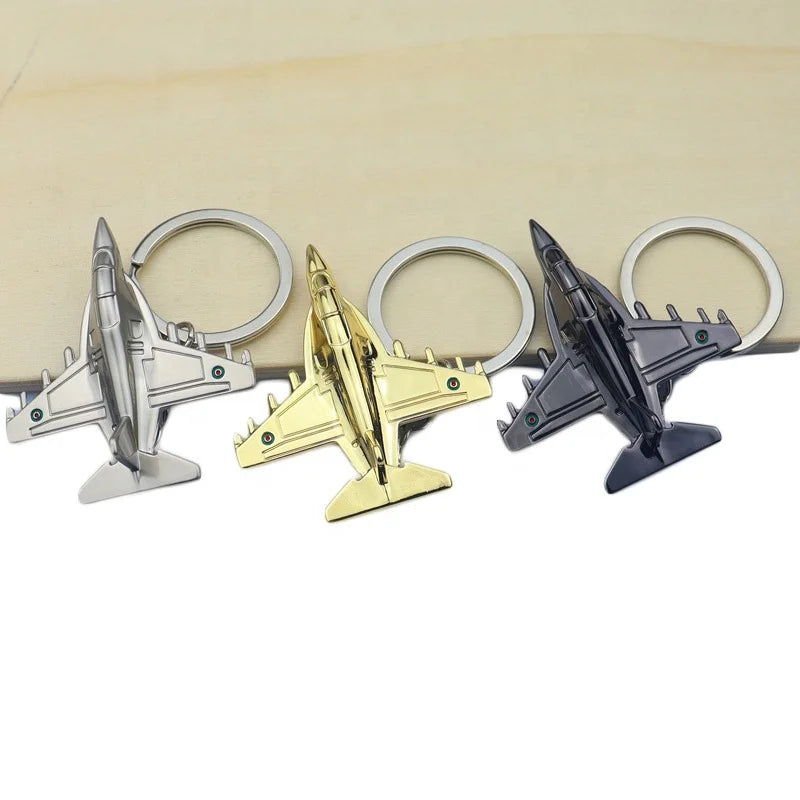 3D Airplane Model Metal Keychain Mini Aircraft Gift Key Ring