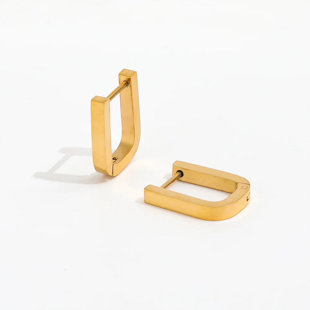 JOOLIM Jewelry PVD 18K Gold Plated Simple Geometric Hoop Earring Stainless Steel Trendy Jewelry New