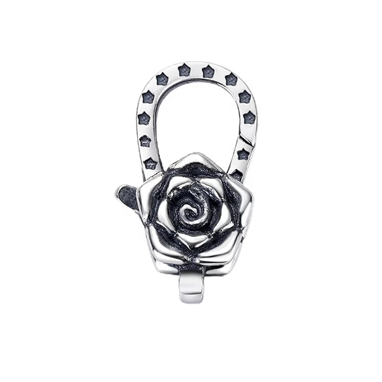 Rose Shape Women Jewelry Connector Sterling Silver Lobster Claw Pendant Clasp Flower 925 Lock Findings