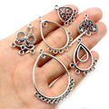 20pcs Antique Silver Plated Vintage Flower Drop Heart Retro Connector Charm Pendant DIY Necklace Jewelry Findings Accessories