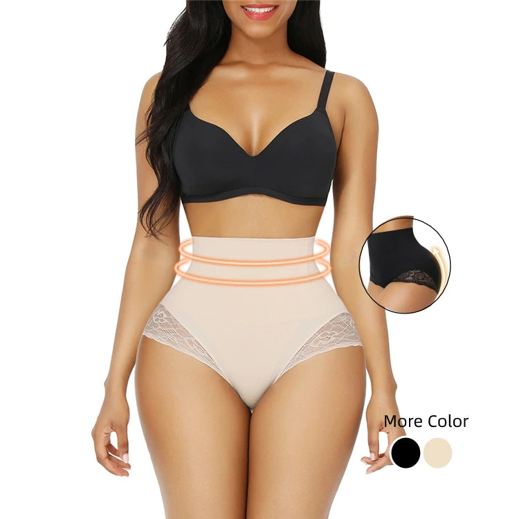 HEXIN Logo Service Lace Design High Waist Butt Lifter Seamless Shapewear Thong High Compression Shapewear