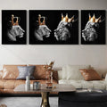 Male lion and Lioness Wearing Crown Black and White Wildlife Canvas Art Prints Poster Print Home Decoration Wall Art Painting