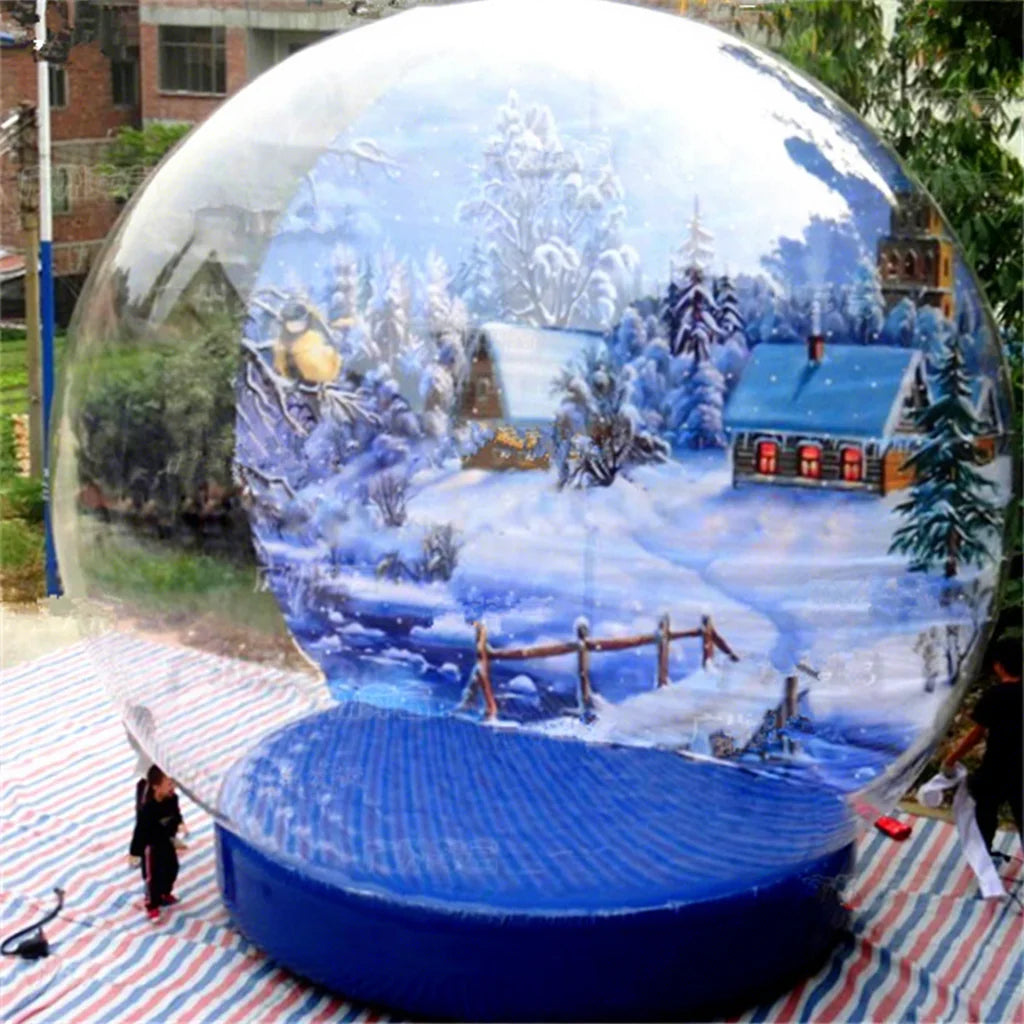 Large 2m White Inflatable Snow Globe Outdoor Christmas Photo Booth Decorations Blowing Snow Durable Waterproof Foldable CE