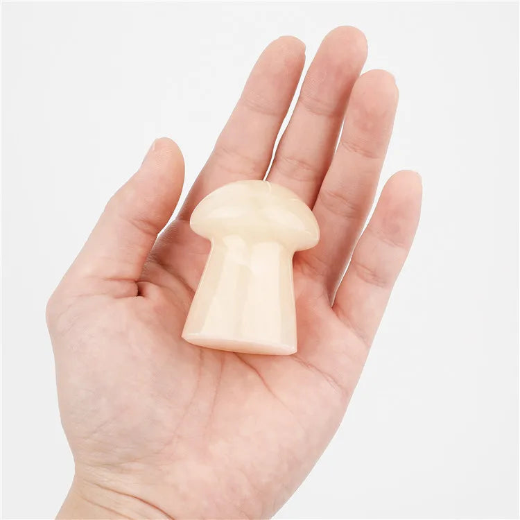 Huiying Pocket Stone Healing Craft Marble Mushroom Statue Carved Natural Stone Crystal Figurine