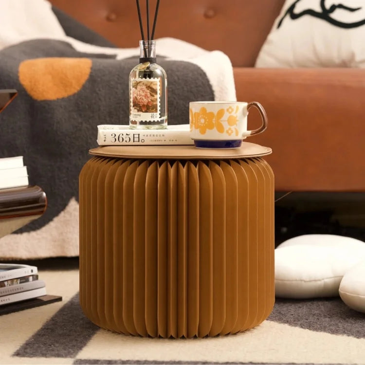 INNOPAPER H42cm High-end Convertible Foldable Round Paper Stool with Modern Design for Living Room Bedroom Home Office Hotel Use