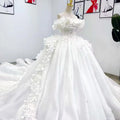 Superfine 3D Flower Wedding Dresses for Women Bride Organza Ball Gown Sweetheart Wedding Dress Sequined Draped WM33
