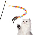 Colorful Caterpillar Cat Toys Teaser Stick with Feather Kitten Chaser Wand Interactive Plush Pet Cat Toy Cat Teaser
