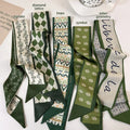 Fashion Women Silk Long Hairband Necktie Green Print Floral Skinny Ribbon Scarf Bag Wrist Girl Waist Summer Hair Accessories