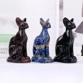 Factory Price Gemstone Animal Egyptian Cat Figurines Crystal Hairless Cat Carving