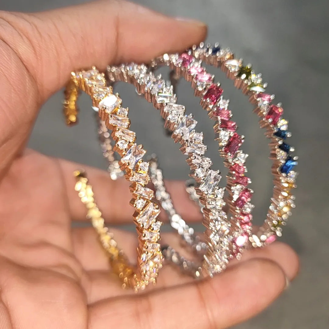 Hip Hop Iced Out Ins Silver Gold Zircon Cuff Jewelry CZ Bracelet for Woman Jewelries