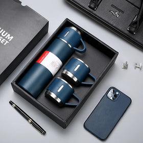 Gift Box Set 500ml Bullet-Shaped Double-Layer Stainless Steel Eco-Friendly Vacuum Thermos 12-24hr Insulation Coffee Travel Mug