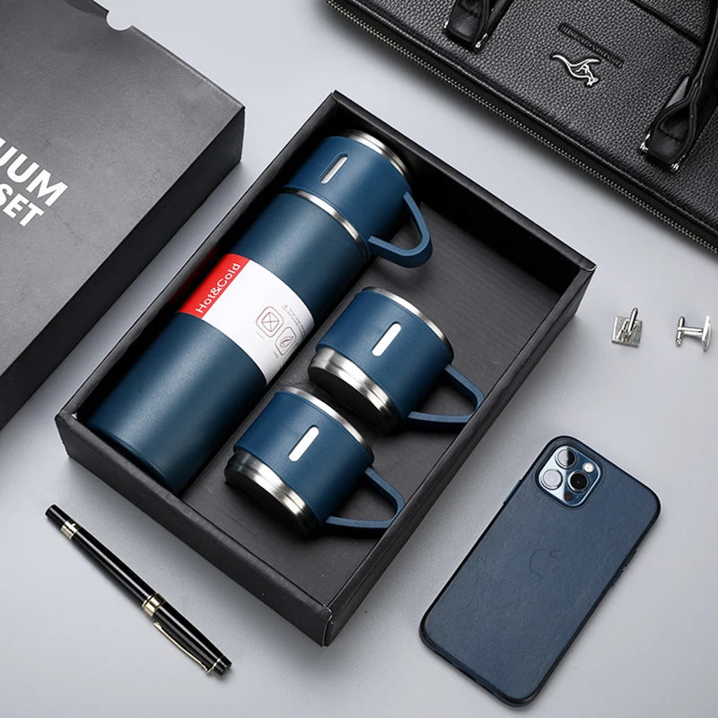 Gift Box Set 500ml Bullet-Shaped Double-Layer Stainless Steel Eco-Friendly Vacuum Thermos 12-24hr Insulation Coffee Travel Mug