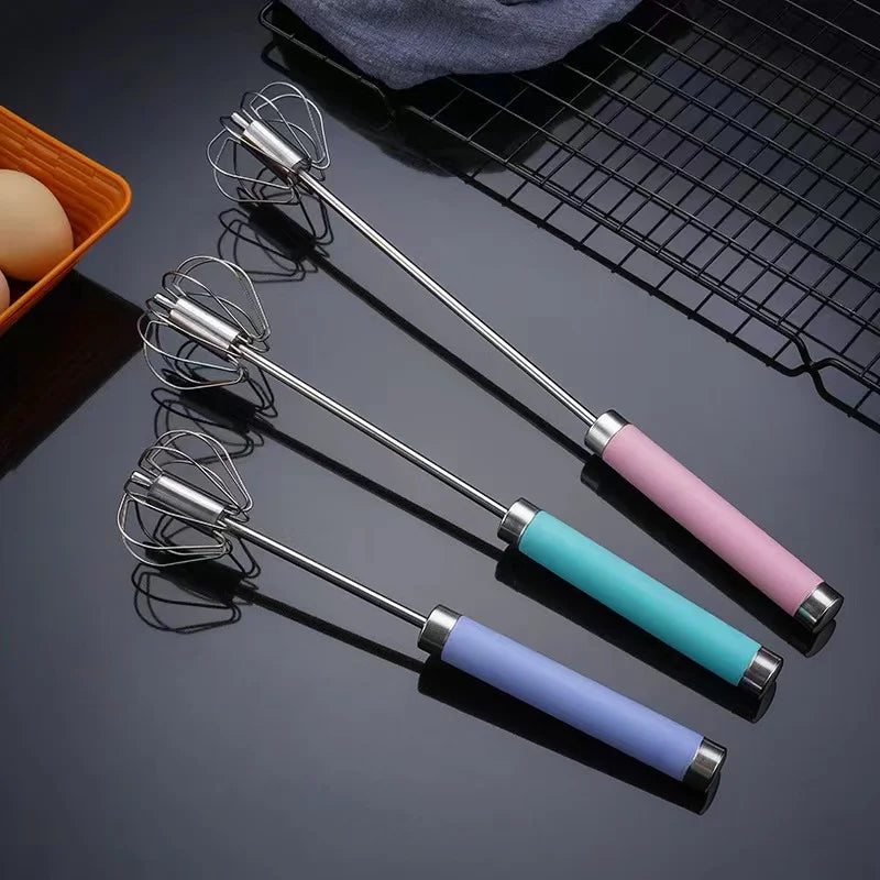 2025 Hot Sale Eco-Friendly Stainless Steel Kitchenware Semi-Automatic Egg Mixer Beater Metal Utensils for Kitchen Use