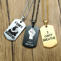 USA Black Resist Fist Support George Floyd Keepsake Silver/Gold/Black Stainless Steel I Can't Breath Necklace Racial Party