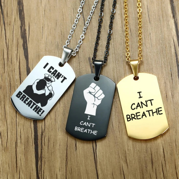 USA Black Resist Fist Support George Floyd Keepsake Silver/Gold/Black Stainless Steel I Can't Breath Necklace Racial Party