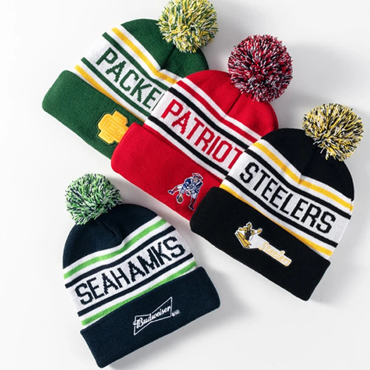 Acrylic Jacquard  Knitted Hat European and American Fans Embroidered Logo Hat