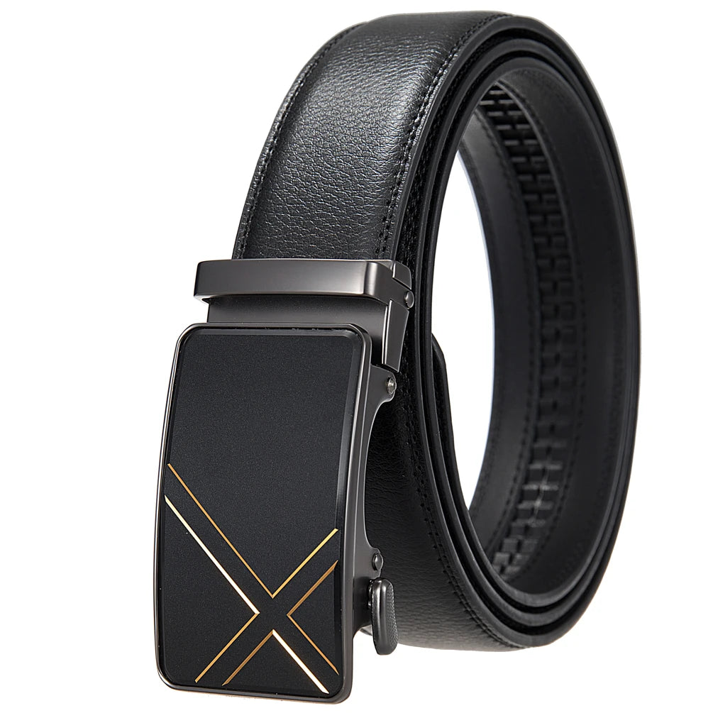 LY36-25635-1 Factory Custom Logo Luxury Real Leather Ratchet Belt No Hole Adjustable Buckle Men's Designer Genuine Leather Belts