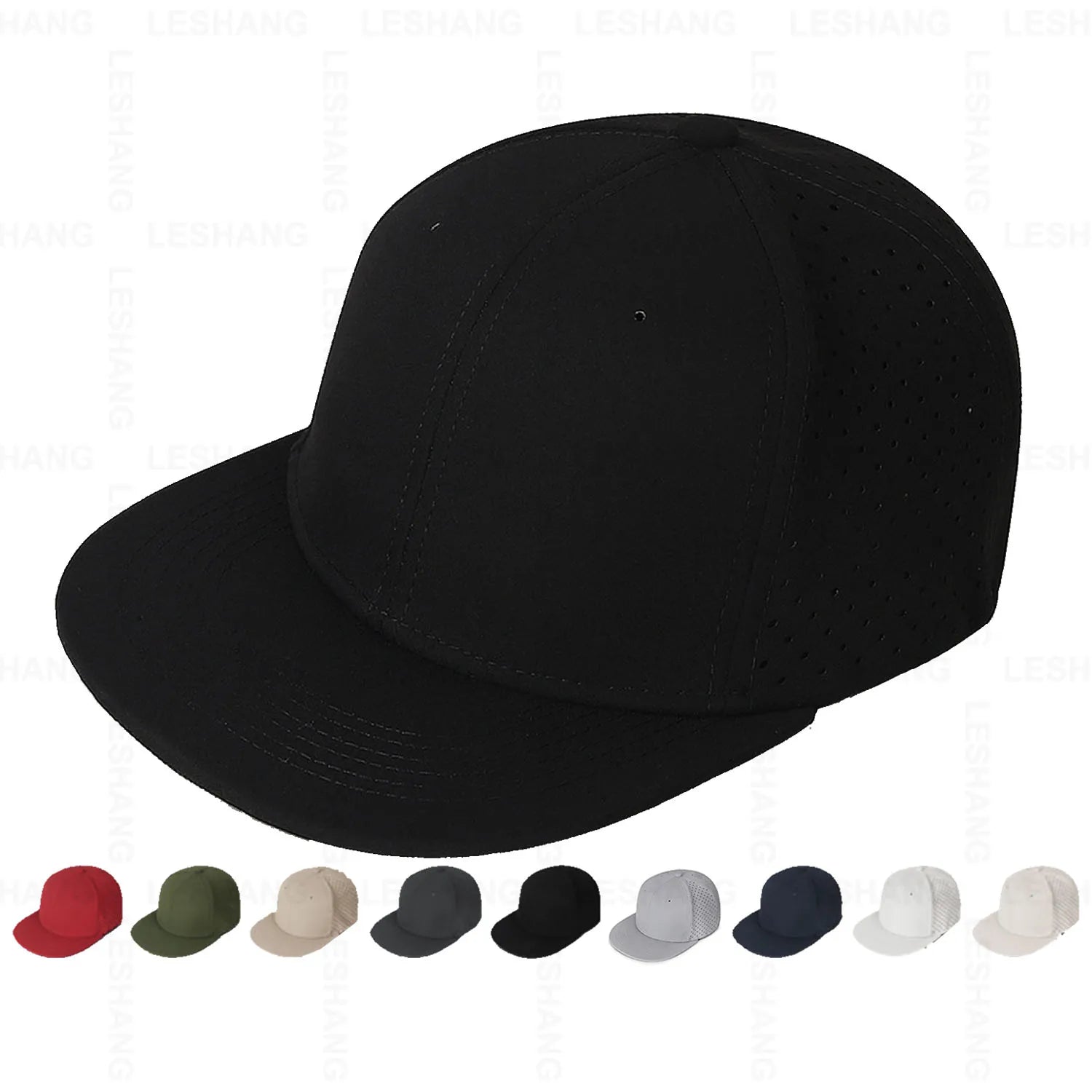 New Laser Cut Hip Hop Plain Hole Perforated Sport Golf Waterproof Polyester Snapback Caps Custom Logo 6 Panel Trucker Hats