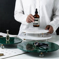 Round White Marble Decorative Trays Light Green Marble Tray With Stand Decorative Trays Nut Plate
