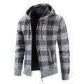 Velvet Thick Plaid Sweater Plus Size Men's Coat Hooded Cardigan Jacket