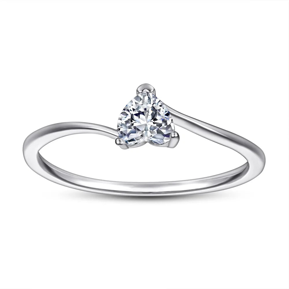 SunStar TL-065 925 Sterling Silver Engagement Ring Fine Jewelry With Butterfly Star Pattern Setting Inlay for Wedding or Party