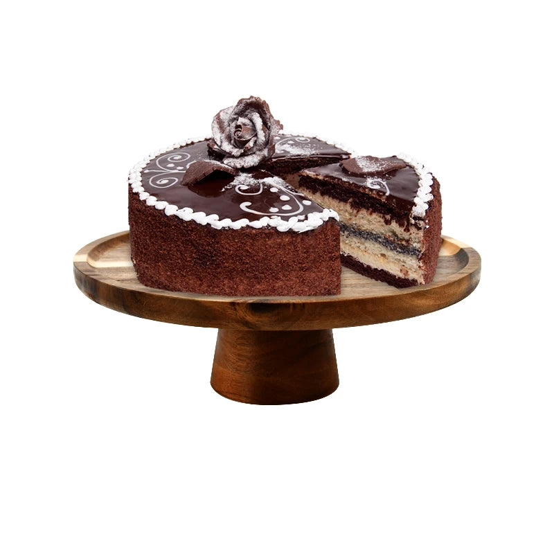 Large round Natural Wood Bamboo Plate Tray Unique Multipurpose Serving Rotating Cake Stand Tool for Elegant Cake Presentation
