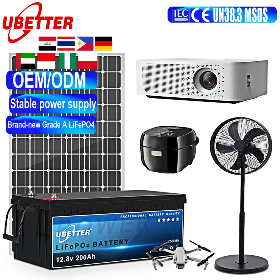 UBETTER Factory Stock Lifepo4 12V 100Ah 200Ah 300Ah 400Ah Semi-solid State Lithium Battery Pack 2000-5000 Cycles for RV Home