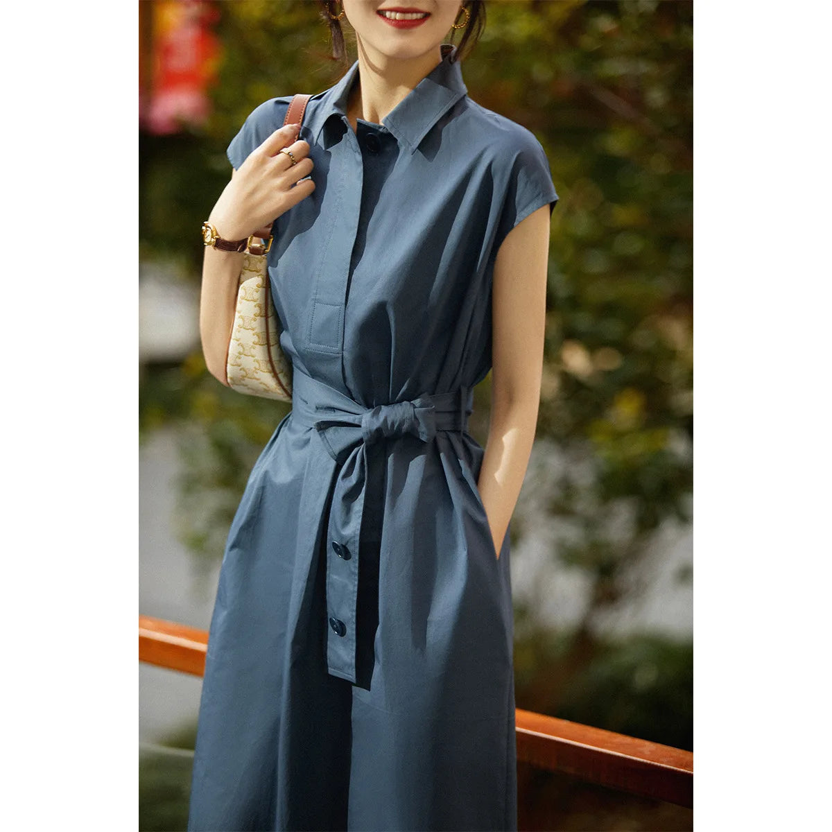 Boutique Wholesale 2026 Summer Temperament Fashion Solid Color POLO Collar Casual Short Sleeved Women's Dress